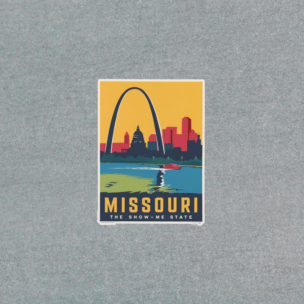Vintage Missouri Travel sticker – St. Louis Skyline & Gateway Arch Wall Art Prin