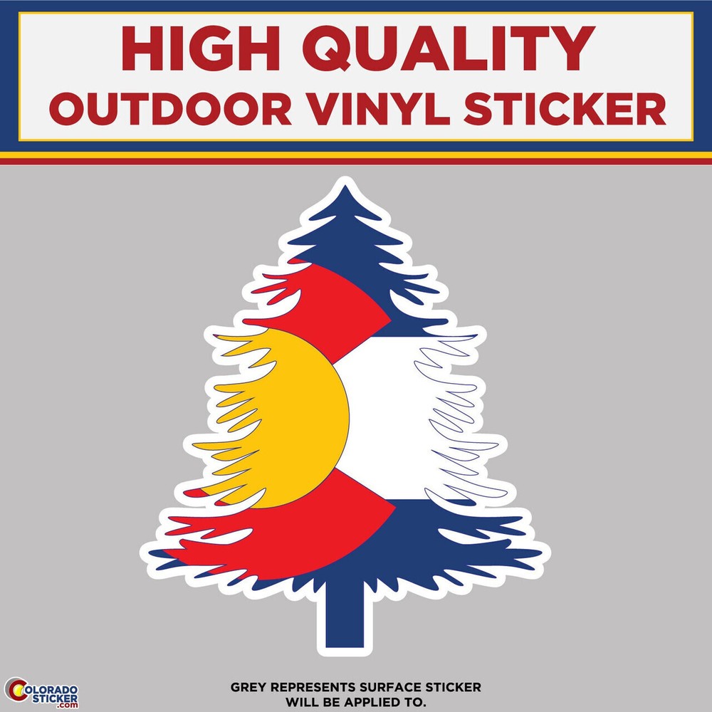 Colorado Flag Pine Tree, High Quality Vinyl Stickers