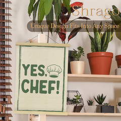 Shrago Yes Chef Wall Art, Vintage Green Chef Cooks Quote Poster Hanger Frame …