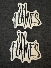 Lot (2) IN FLAMES 2 1/2″ x 2 1/2″ Band Logo STICKERS Black White FAST! FREE SHIP