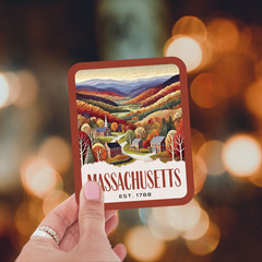 Massachusetts State Sticker, Paper Collage Look, Berkshire Village Vinyl Decal