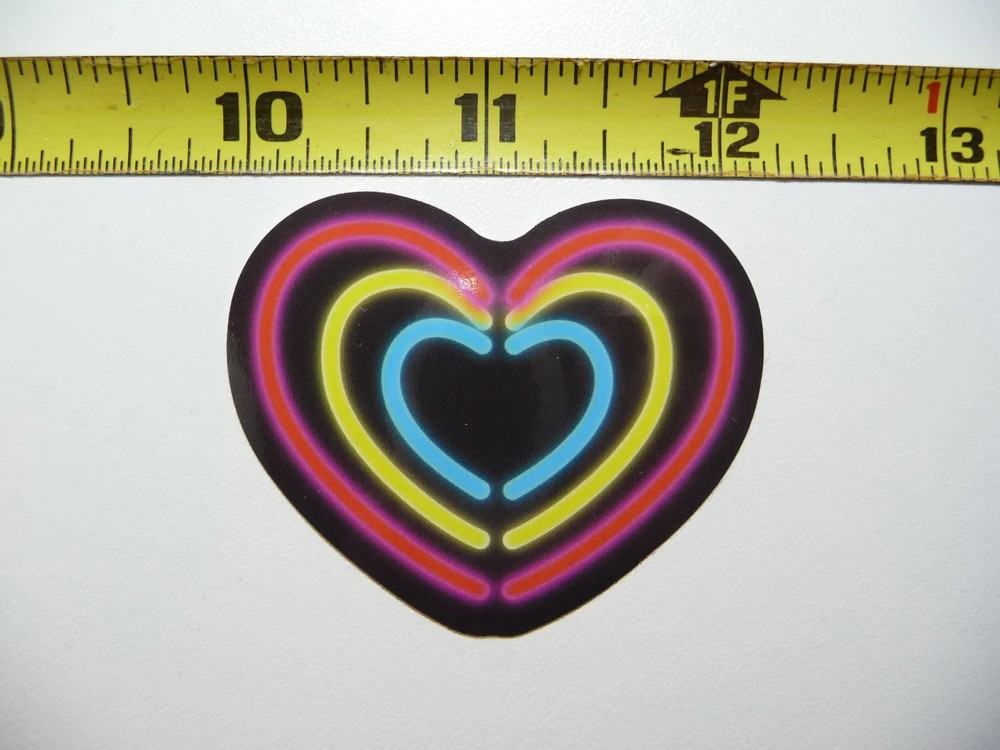 NEON SMALL STICKER DECAL HEART MULTICOLOR LAPTOP FUNNY DECORATION