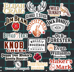 15 Whiskey Bourbon Logo Stickers – Clear, Holographic, or White- Scotch US