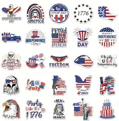10 Matte Stickers- 1”-2.5”inch USA American Independence Celebration Freedom