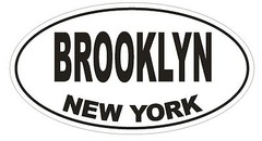 Brooklyn New York Oval Bumper Sticker or Helmet Sticker D1477 Euro Oval
