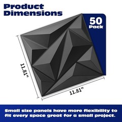 Durable 3D Diamond PVC Wall Panels – 50 Pack, Perfect for Any Room – 12”x12”