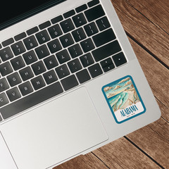 Gulf Shores Alabama Sticker, Paper Collage Look, Beach Scene Vinyl Decal