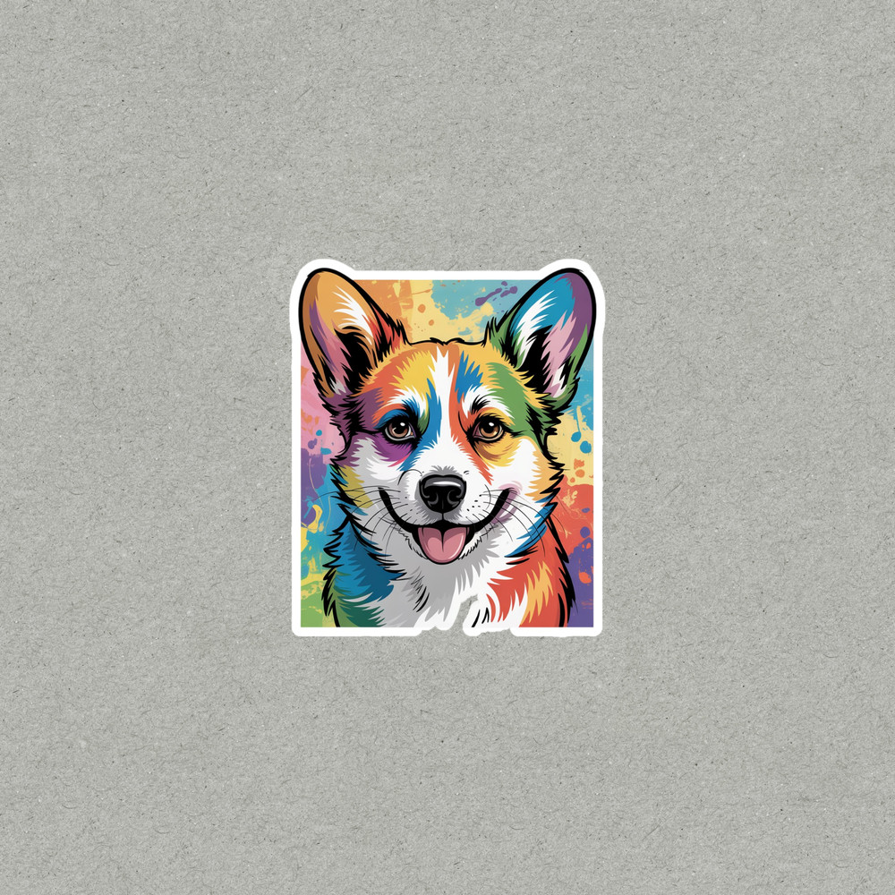 Colorful Corgi Pop Art Sticker – Vibrant Dog Laptop Decal #7129