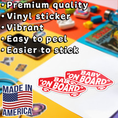 2-Pack Baby On Board Sticker Vinyl Red Skateboard Style Car Window Bumper Laptop