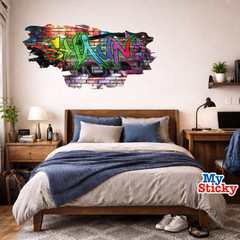 Personalized 3D Graffiti Name Wall Decal – Custom Art Vinyl Decor Sticker