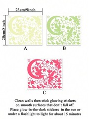 Multicolor Glow In The Dark Fairy Butterfly Star Wall Decals One Size