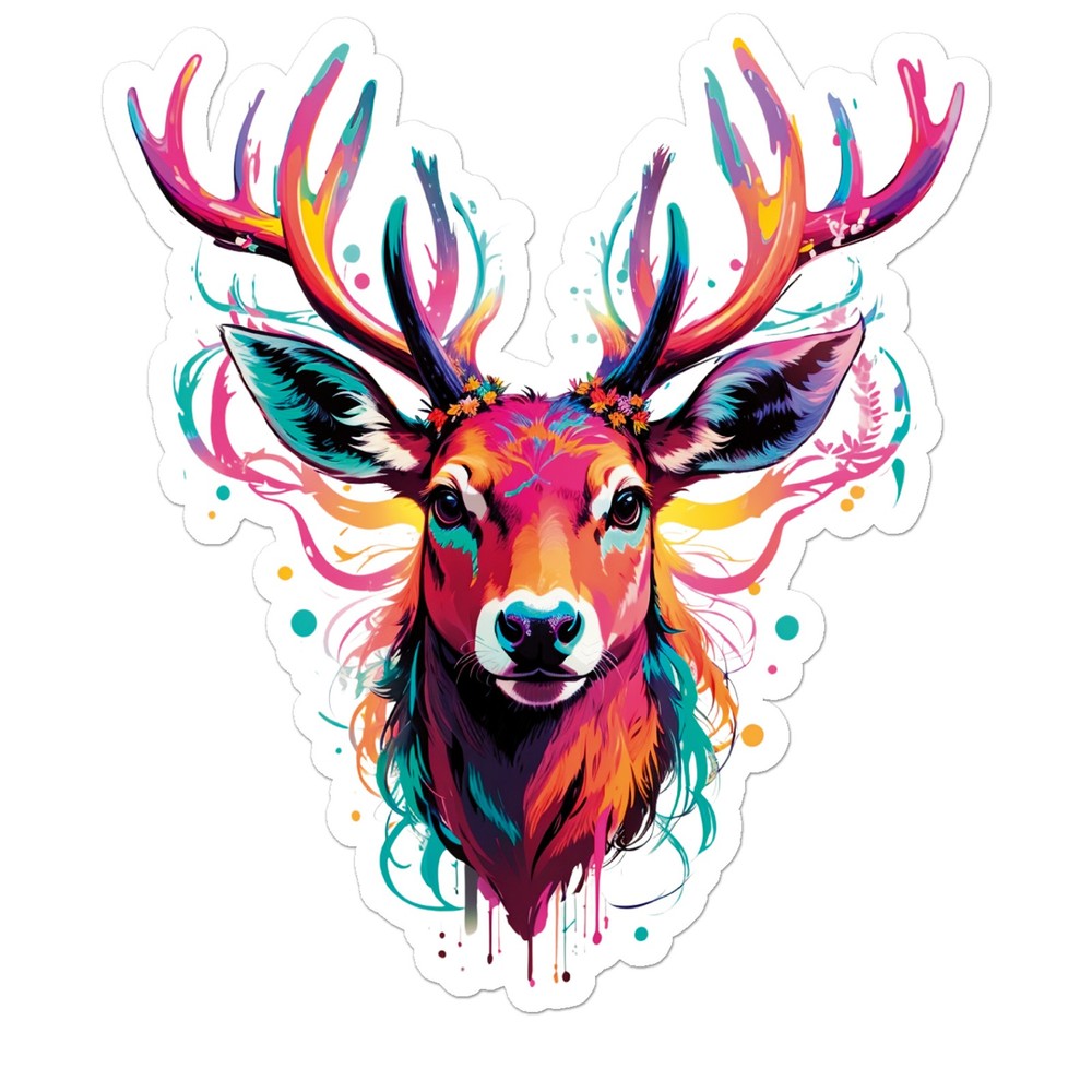 Multi-color Deer Antlers – Vinyl Decal Sticker – Car Window Laptop – ebn12691
