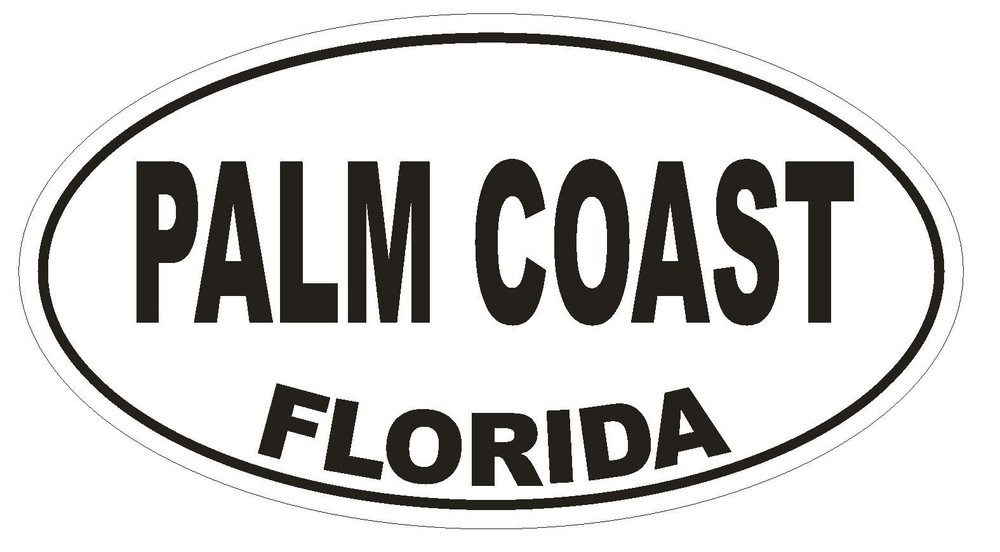 Palm Coast Florida Oval Bumper Sticker or Helmet Sticker D2607 Euro Oval Decal