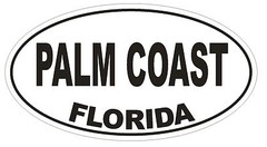 Palm Coast Florida Oval Bumper Sticker or Helmet Sticker D2607 Euro Oval Decal