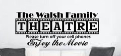 Cinema Theatre customized sign home movie theater vinyl wall decor mural decal