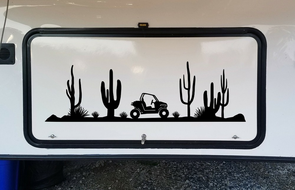 ATV Desert Scene Vinyl Decal V1 | Cactus RV Toy Hauler Quad 4-Wheeler | Sticker