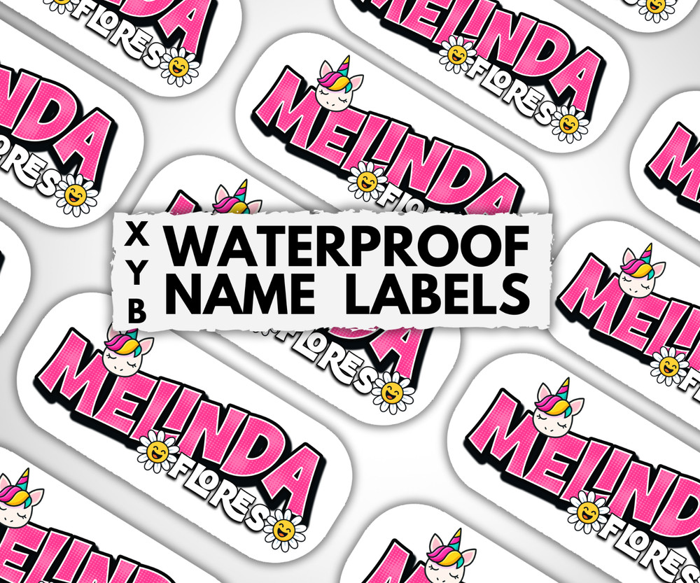 Custom Waterproof Unicorn Pop Art Name Labels for School, Daycare & Bottles