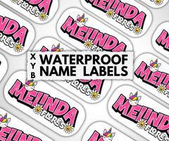 Custom Waterproof Unicorn Pop Art Name Labels for School, Daycare & Bottles