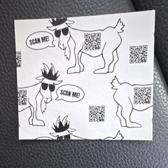 GOAT USA Cartoon Goat Sticker Decal, Brown White Yellow Black “Scan Me!” QR