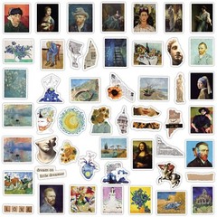 150pcs Famous Painting Vinyl Stickers, Artist Monet Van Gogh,0012345