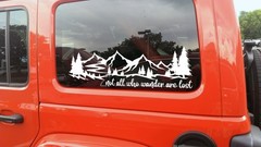 Mountain Scene Trees Decal Not All Who Wander Are Lost V1 RV Camper Truck