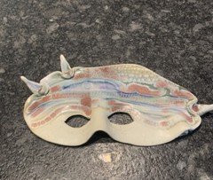 Pottery Handpainted Face Wall Mask 12” In Length By 6 1/2” Wide Beautiful