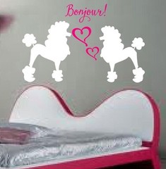 Poodles bonjour Hearts wall sticker decal mural art kids teenagers nursery Paris