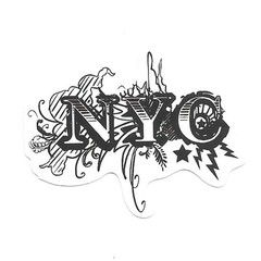 New York City NYC Doodle Art Die Cut Sticker Journal Scrapbook Stationery Decal