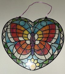 9×10 ~ Butterfly Heart Multicolor Home Decor Plastic Sun Catcher Window Hanging