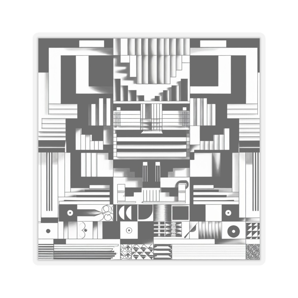 Sticker Geometric Black White Art Deco Classic Vintage Style 2×2″ 3×3″ 4×4″ 6×6″