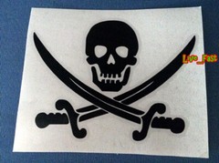 JOLLY ROGER PIRATE SKULL FLAG STICKER DECAL VINYL SALT LIFE BEACH BUM SAIL BOAT