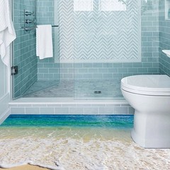 Floor Stickers Sticker None Sea Stickers Waves 1set 35.43*22.83″ 90*58 Cm