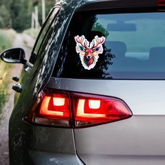 Multi-color Deer Antlers – Vinyl Decal Sticker – Car Window Laptop – ebn12691