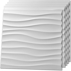 30 PIECES 3D Wall Panel Tile PVC Wave Wall Design White 11.7″ x 11.7″ Paintable