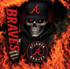 Braves Skull Fan Sticker Decal Laptop Wall Mirror Cup Tumblr Locker Bin