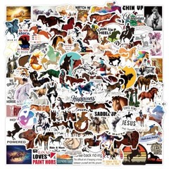 100pcs HORSE Stickers, Horse Merch,Water Bottle Laptop No Residue Stickers, #092
