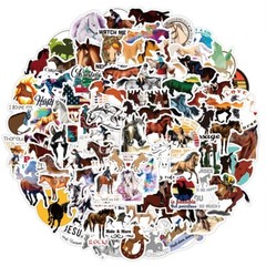 100pcs HORSE Stickers, Horse Merch,Water Bottle Laptop No Residue Stickers, #092