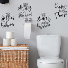 17PCS Bathroom Wall Decals Peel and Stick, Funny Vintage Sign Decals Bathroom Qu