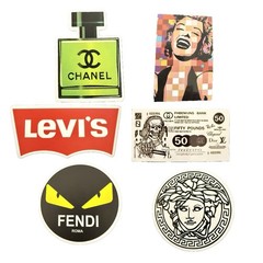 Luxury Fashion Parody Sticker Lot Chanel Fendi Versace Levi’s Pop Art Decals