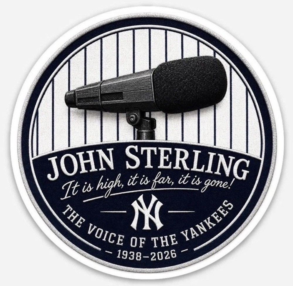 3” JOHN STERLING STICKER RADIO BROADCASTER “PATCH” DECAL NEW YORK YANKEES JERSEY