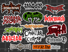 15 Death Metal Logo Stickers -Clear, Holographic, or White – Cannibal Corpse
