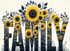 Family in Sunflowers Sticker Decal Laptop Wall Mirror Cup Tumblr Locker Bin