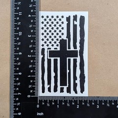 American Flag with Cross Vinyl Decal 3 Pack: Christian Jesus US Small ~4″ Black
