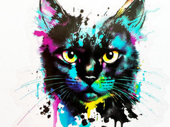 2x Cute Black Cat 3in Transparent Stickers Kitty Eyes Pet Art Laptop Phone Decal