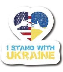I Stand With Ukraine Ukrainian Heart Flag Anti War Paper Sticker