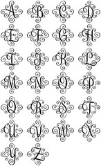 SCROLL MONOGRAM INITIAL Vinyl Decal Sticker – Decorative Letter Script Lettering