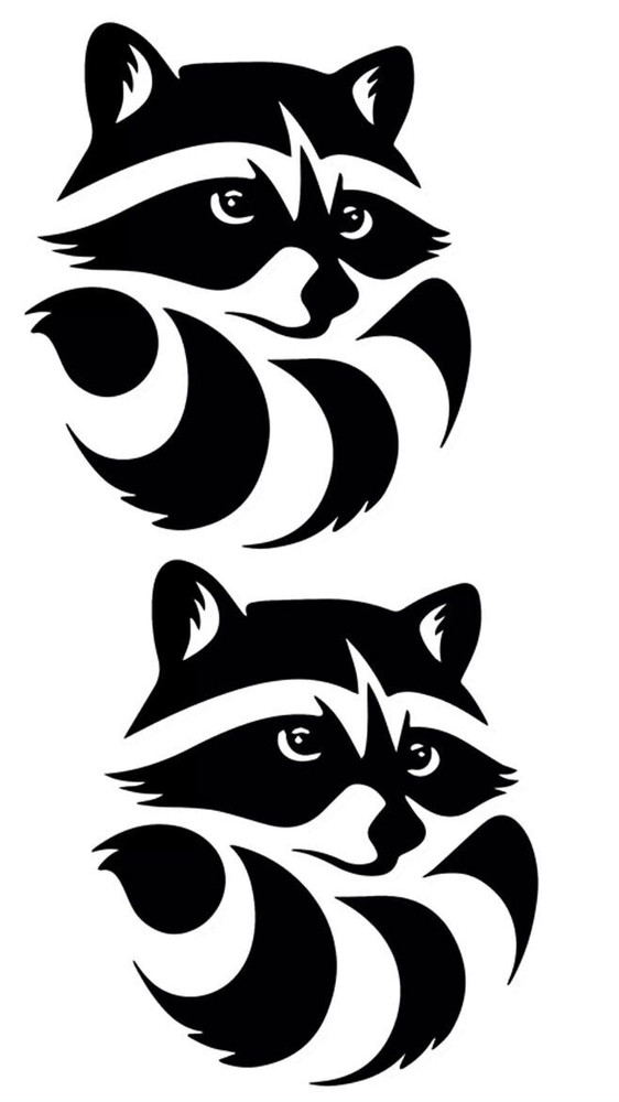 Raccoon 2 Pack Black Vinyl Decals Car Windows Laptop Tablet Mailbox Bin Notebook