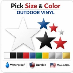 Premium Glossy Star Stickers Outdoor Vinyl Decal – Pick Size & Color Waterproof