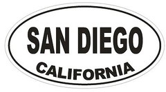 San Diego California Oval Bumper Sticker or Helmet Sticker D2815 Euro Oval
