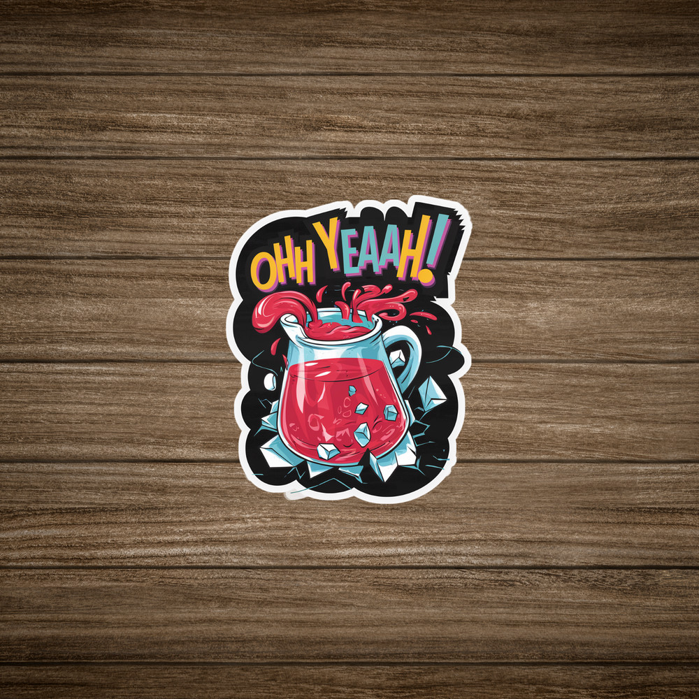 Vibrant Oh Yeah Beverage Splash Sticker – Colorful Pop Art Decal #2955